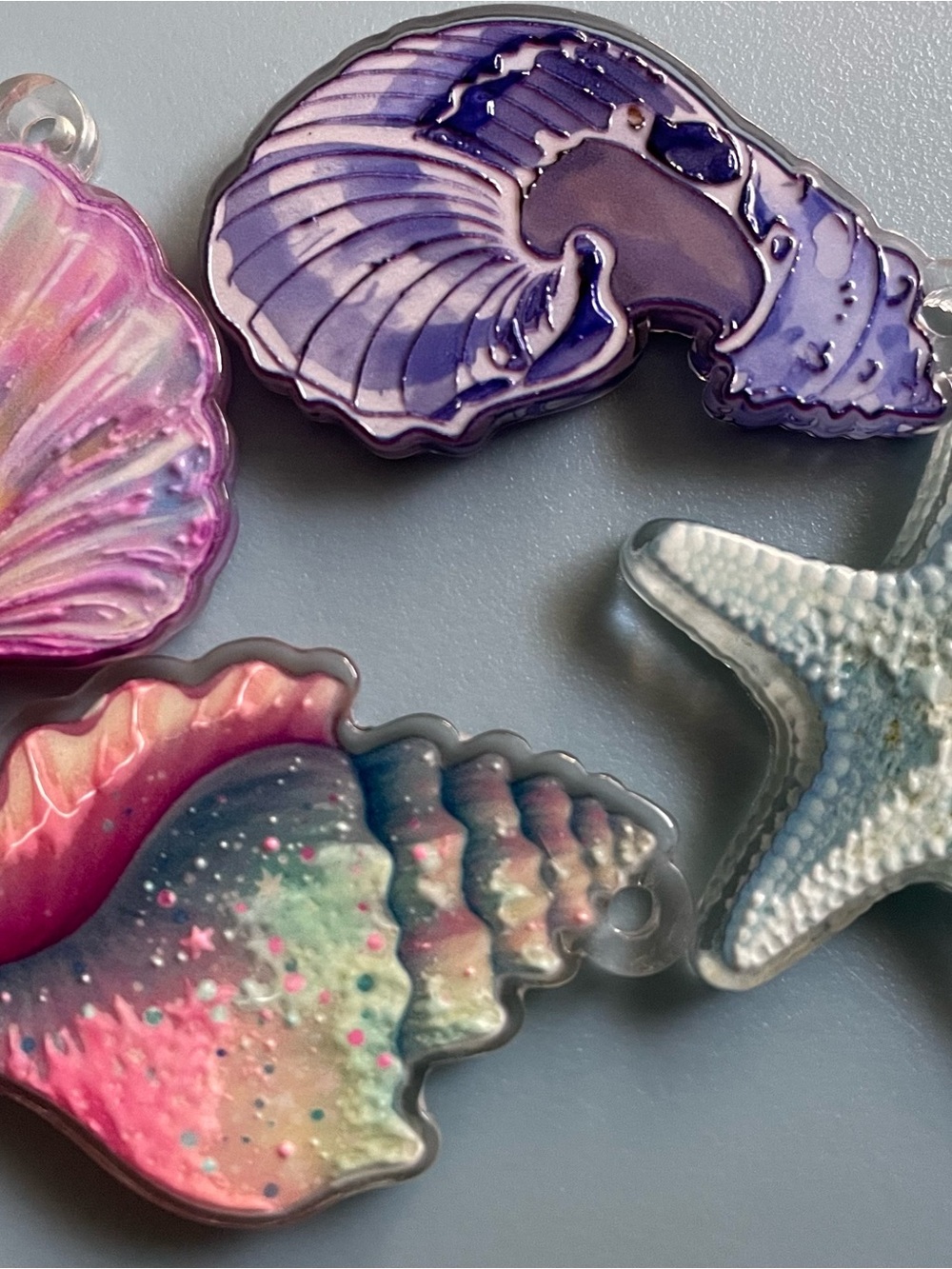 Seashell & Starfish Decorative Charms - Purple, Pink, Blue, Teal